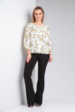 Блуза прямого силуэта из вискозы с V-образным вырезом и разрезом Modema м.746/2 - фото 4