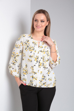 Блуза прямого силуэта из вискозы с V-образным вырезом и разрезом Modema м.746/2 - фото 2