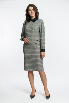 Платье прилегающего силуэта с карманами и контрастным воротником FASHION CENTRE Пв-3593 серо-белый - фото 1