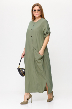 Платье в стиле бохо из натуральной вискозы с асимметричным дизайном Michel chic 2094/3 шалфей - фото 3