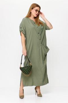 Платье в стиле бохо из натуральной вискозы с асимметричным дизайном Michel chic 2094/3 шалфей - фото 2