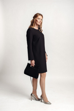 Платье классического кроя на подкладке из текстиля с шлицей FASHION CENTRE Пв-3284 черный - фото 4