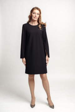 Платье классического кроя на подкладке из текстиля с шлицей FASHION CENTRE Пв-3284 черный - фото 2