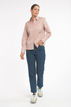 Блуза делового стиля из хлопка с коротким рукавом и рельефами FASHION CENTRE Х-3541 пудровый - фото 4