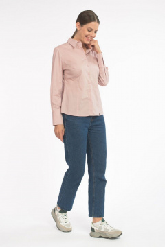 Блуза делового стиля из хлопка с коротким рукавом и рельефами FASHION CENTRE Х-3541 пудровый - фото 3