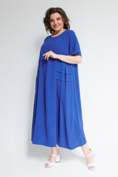 Легкое бохо платье Миди с коротким рукавом и складками OVERYOU М107 василек - фото 5