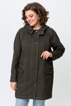 Джинсовая женская куртка свободного силуэта с капюшоном Zlata 4406 т.оливковый - фото 4