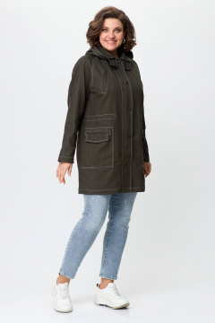 Джинсовая женская куртка свободного силуэта с капюшоном Zlata 4406 т.оливковый - фото 1