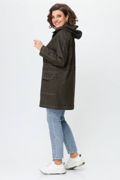 Джинсовая женская куртка свободного силуэта с капюшоном Zlata 4406 т.оливковый - фото 2