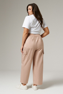 Бежевые хлопковые брюки с кулисами и карманами Панда 176160w бежевый - фото 2