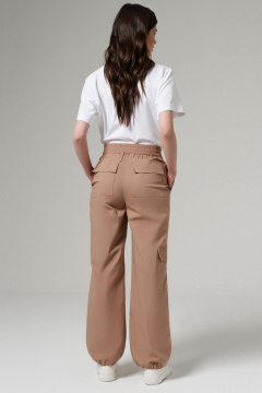 Брюки из хлопка с резинкой и регулятором по низу Панда 176860w бежевый - фото 4