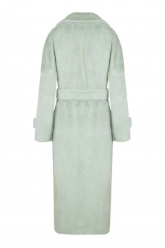 Пальто демисезонное зеленое прямое с поясом и карманами Elema 1-961-170 мята - фото 3