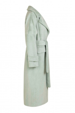 Пальто демисезонное зеленое прямое с поясом и карманами Elema 1-961-170 мята - фото 2
