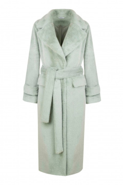 Пальто демисезонное зеленое прямое с поясом и карманами Elema 1-961-170 мята - фото 1