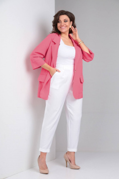 Брюки, жакет LadisLine 1487 коралл+белый - фото 3