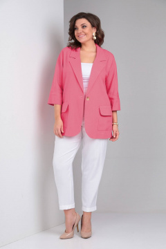 Брюки, жакет LadisLine 1487 коралл+белый - фото 2