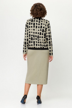 Комплект из жакета и юбки из трикотажа на каждый день DaLi 5677к беж_с_чёрным - фото 3
