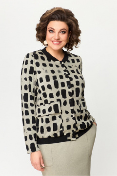 Комплект из жакета и юбки из трикотажа на каждый день DaLi 5677к беж_с_чёрным - фото 2