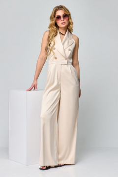 Летний бежевый комбинезон из текстиля с двубортной застежкой ALEZA 1197.1 - фото 1