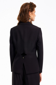Деловой приталенный жакет из текстиля с пуговицей KaVaRi 6004.1 черный - фото 2