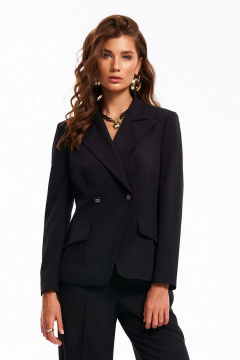 Деловой приталенный жакет из текстиля с пуговицей KaVaRi 6004.1 черный - фото 1