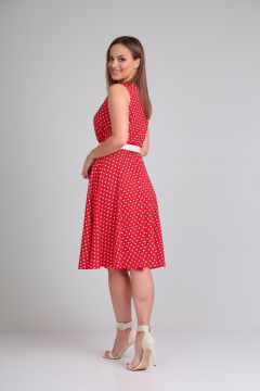 Летнее платье в стиле на каждый день с ремнем Lady Line 544 красный - фото 2