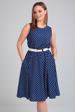 Летнее платье с отрезной талией и полусолнце Lady Line 544 синий - фото 4