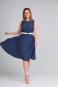 Летнее платье с отрезной талией и полусолнце Lady Line 544 синий - фото 3