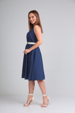 Летнее платье с отрезной талией и полусолнце Lady Line 544 синий - фото 2