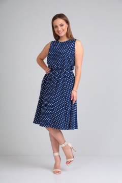 Летнее платье с отрезной талией и полусолнце Lady Line 544 синий - фото 5