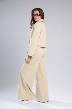 Джинсовый костюм с коротким жакетом и свободными брюками DOGGI 2933 бежевый - фото 4