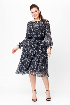 Демисезонное черное платье из шифона с ремнем Swallow 715.1 - фото 3