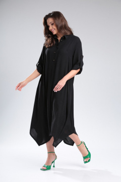 Бохо платье из плательной ткани с пуговицами Michel chic 2161 черный - фото 5