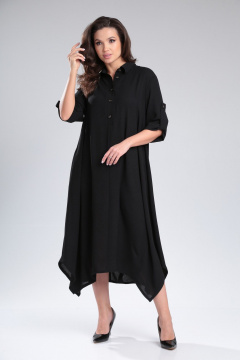 Бохо платье из плательной ткани с пуговицами Michel chic 2161 черный - фото 3
