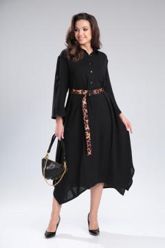 Бохо платье из плательной ткани с пуговицами Michel chic 2161 черный - фото 2