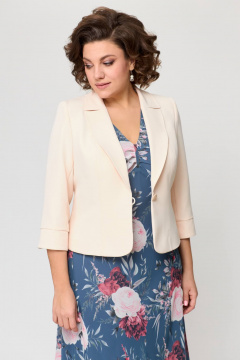 Демисезонный комплект из костюмной ткани: платье и жакет Slaviaelit 166 лазурно-серый+пудровый - фото 3