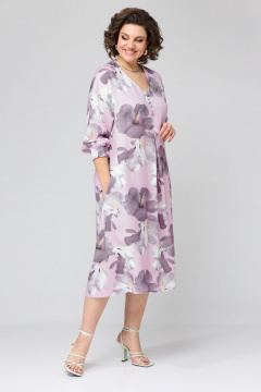 Демисезонное свободное летнее платье с V-образным вырезом и складкой Орхидея 1401 - фото 4