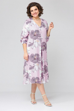 Демисезонное свободное летнее платье с V-образным вырезом и складкой Орхидея 1401 - фото 3