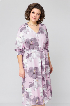 Демисезонное свободное летнее платье с V-образным вырезом и складкой Орхидея 1401 - фото 2