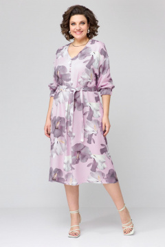 Демисезонное свободное летнее платье с V-образным вырезом и складкой Орхидея 1401 - фото 1