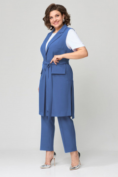 Летний трипредметный комплект из текстиля: жилет, блуза и брюки Орхидея 1403-1 - фото 3
