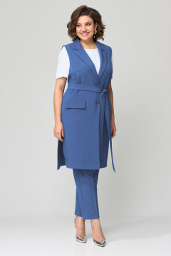 Летний трипредметный комплект из текстиля: жилет, блуза и брюки Орхидея 1403-1 - фото 1