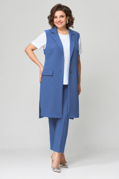 Летний трипредметный комплект из текстиля: жилет, блуза и брюки Орхидея 1403-1 - фото 5