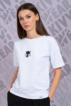 Круглогодичная белая футболка из хлопка с цифровым принтом Kivviwear 4026.143 - фото 1