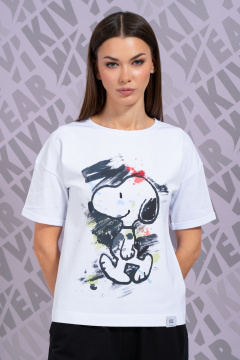 Белая футболка с длинным рукавом и принтом для повседневной носки Kivviwear 4026.144 - фото 5