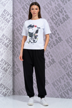 Белая футболка с длинным рукавом и принтом для повседневной носки Kivviwear 4026.144 - фото 4