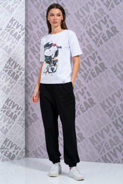 Белая футболка с длинным рукавом и принтом для повседневной носки Kivviwear 4026.144 - фото 2