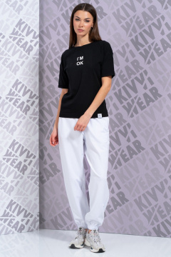 Черная футболка с длиным рукавом и цифровым принтом для стиля Casual Kivviwear 4026.145 - фото 5