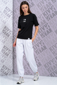 Черная футболка с длиным рукавом и цифровым принтом для стиля Casual Kivviwear 4026.145 - фото 3