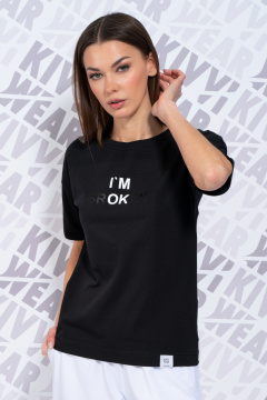 Черная футболка с длиным рукавом и цифровым принтом для стиля Casual Kivviwear 4026.145 - фото 2